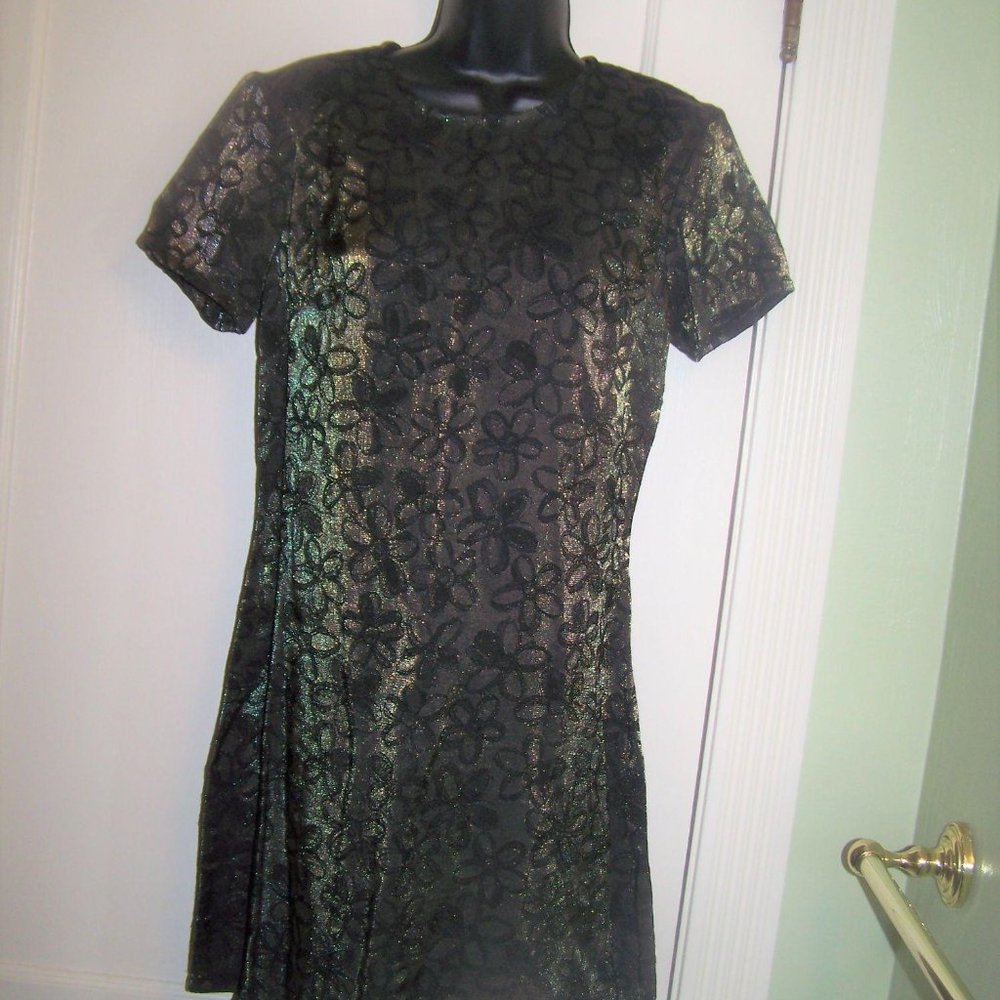 French Curve Dress Flower Print black Silver 5